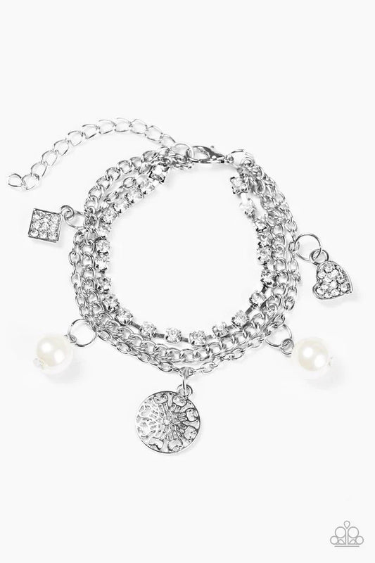 Paparazzi Bracelet ~ Hollywood Sweetheart - White