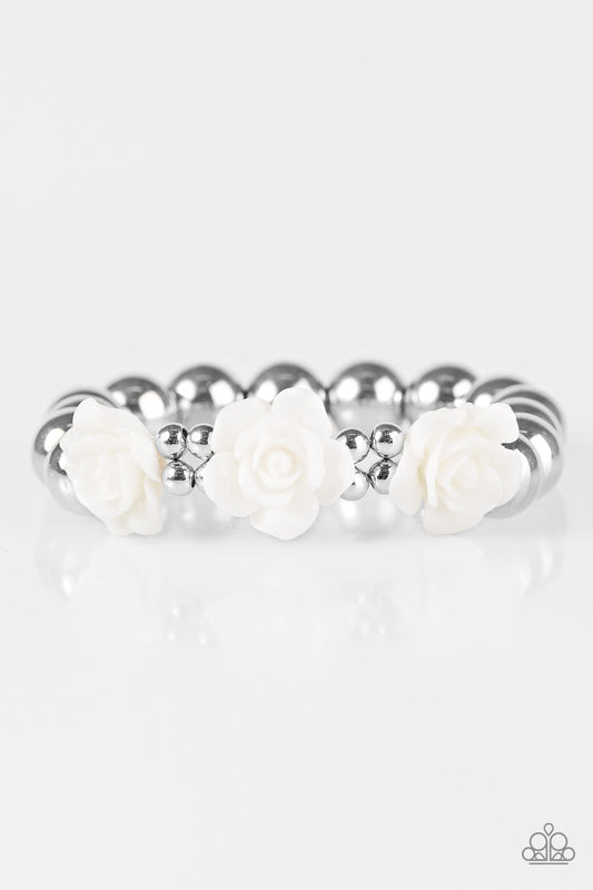 Paparazzi Bracelet ~ What A FLEUR-t! - White