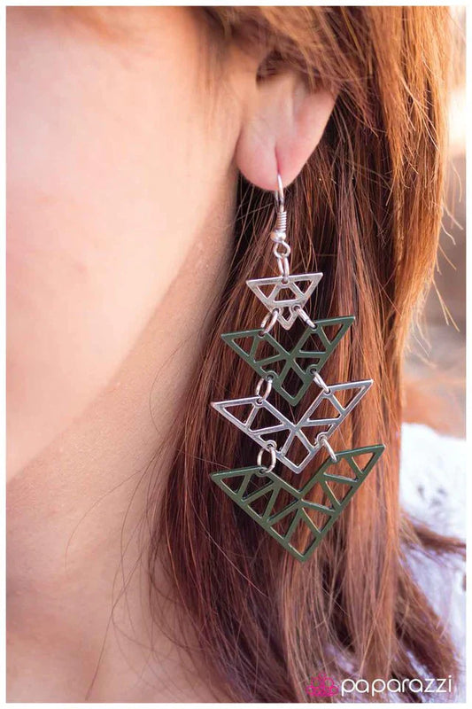 Paparazzi Earring ~ Straight to the Point - Green