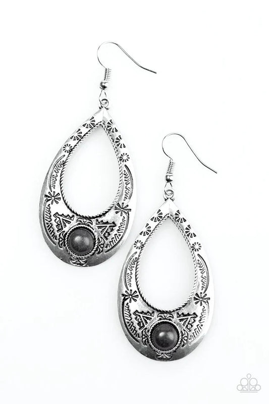 Paparazzi Earring ~ South Pacific - Black