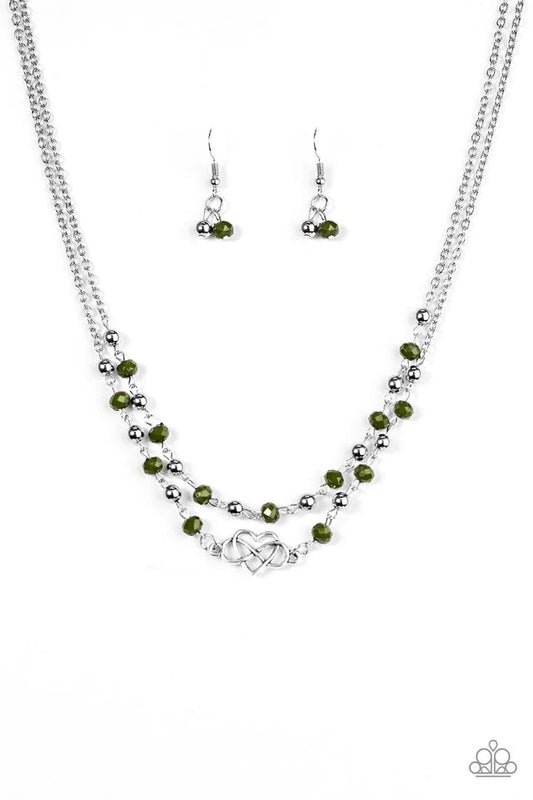 Paparazzi Necklace ~ Unbreakable Love - Green