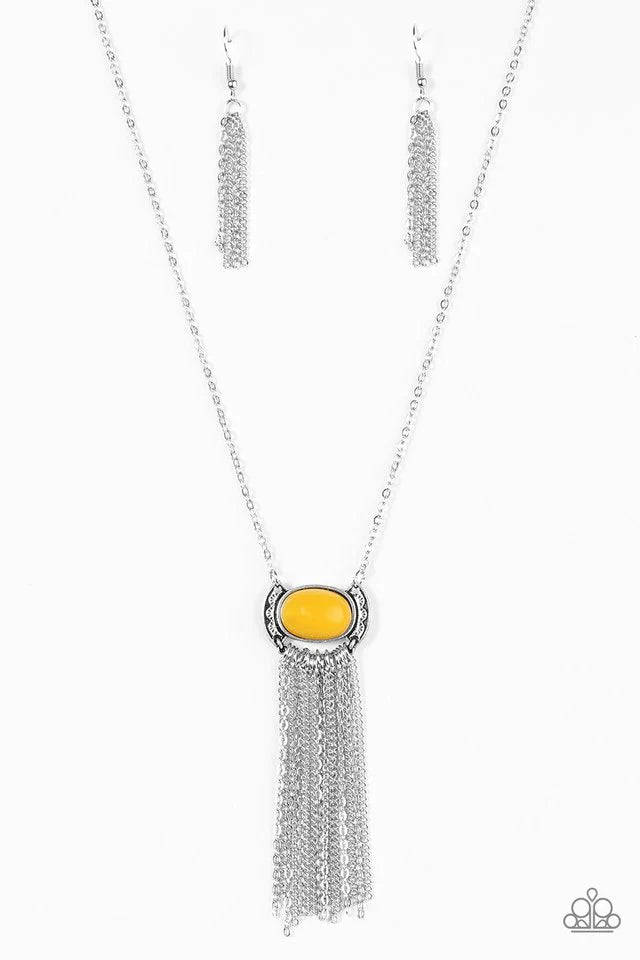Paparazzi Necklace ~ Fair-Weather FRINGE - Yellow