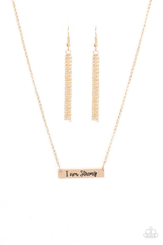 Paparazzi Necklace ~ Be Strong - Gold