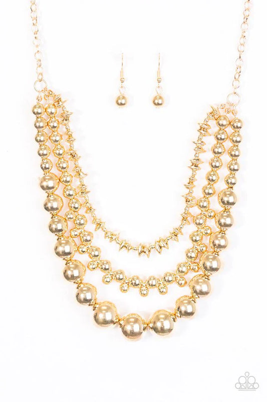 Paparazzi Necklace ~ Beaded Beauty - Gold