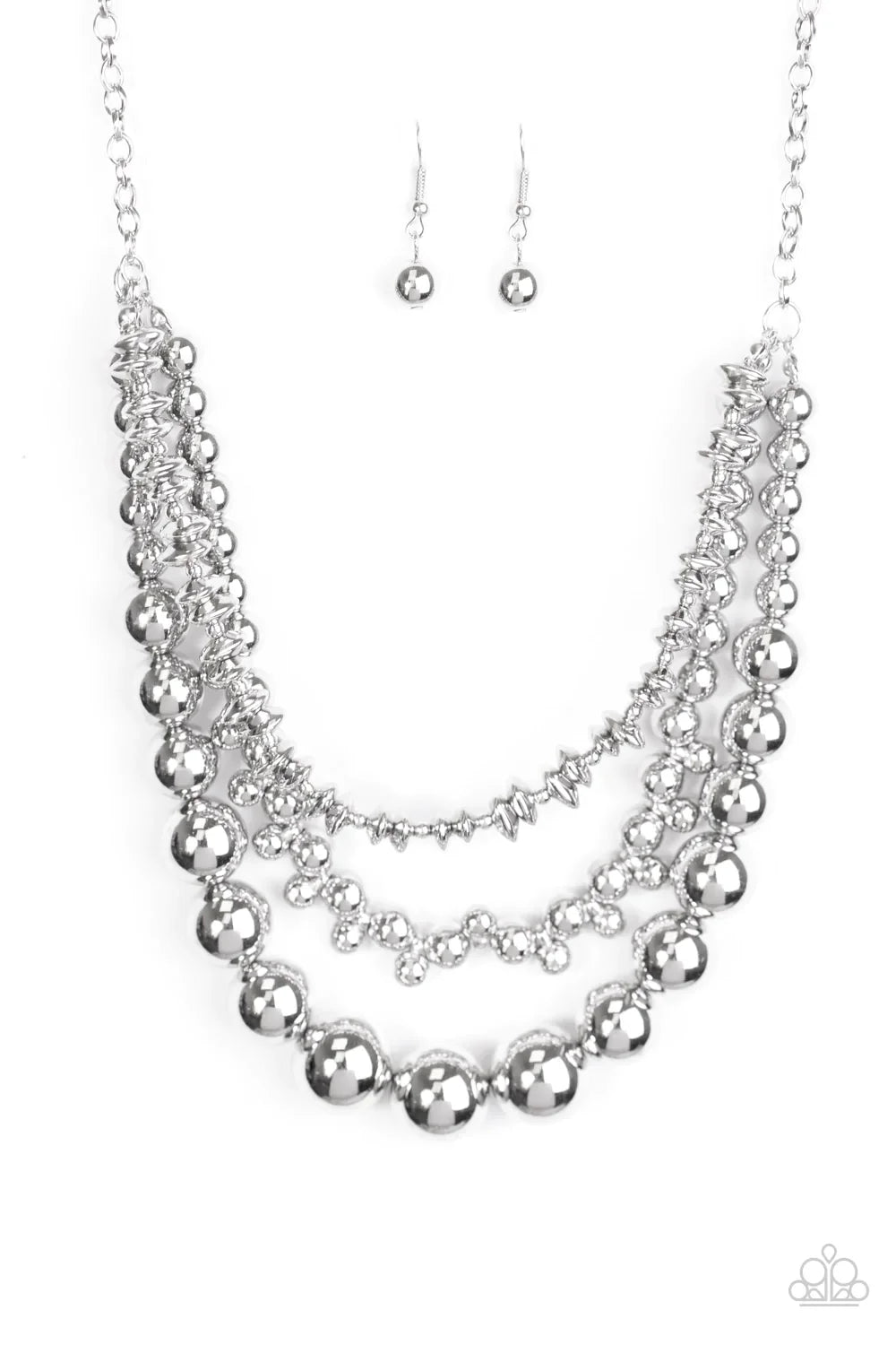 Paparazzi Necklace ~ Beaded Beauty - Silver