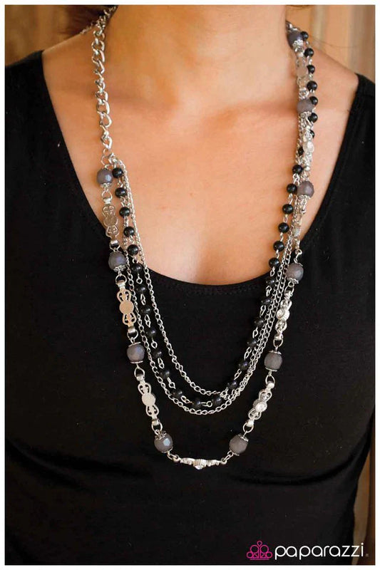 Paparazzi Necklace ~ Cascades of Charcoal - Black