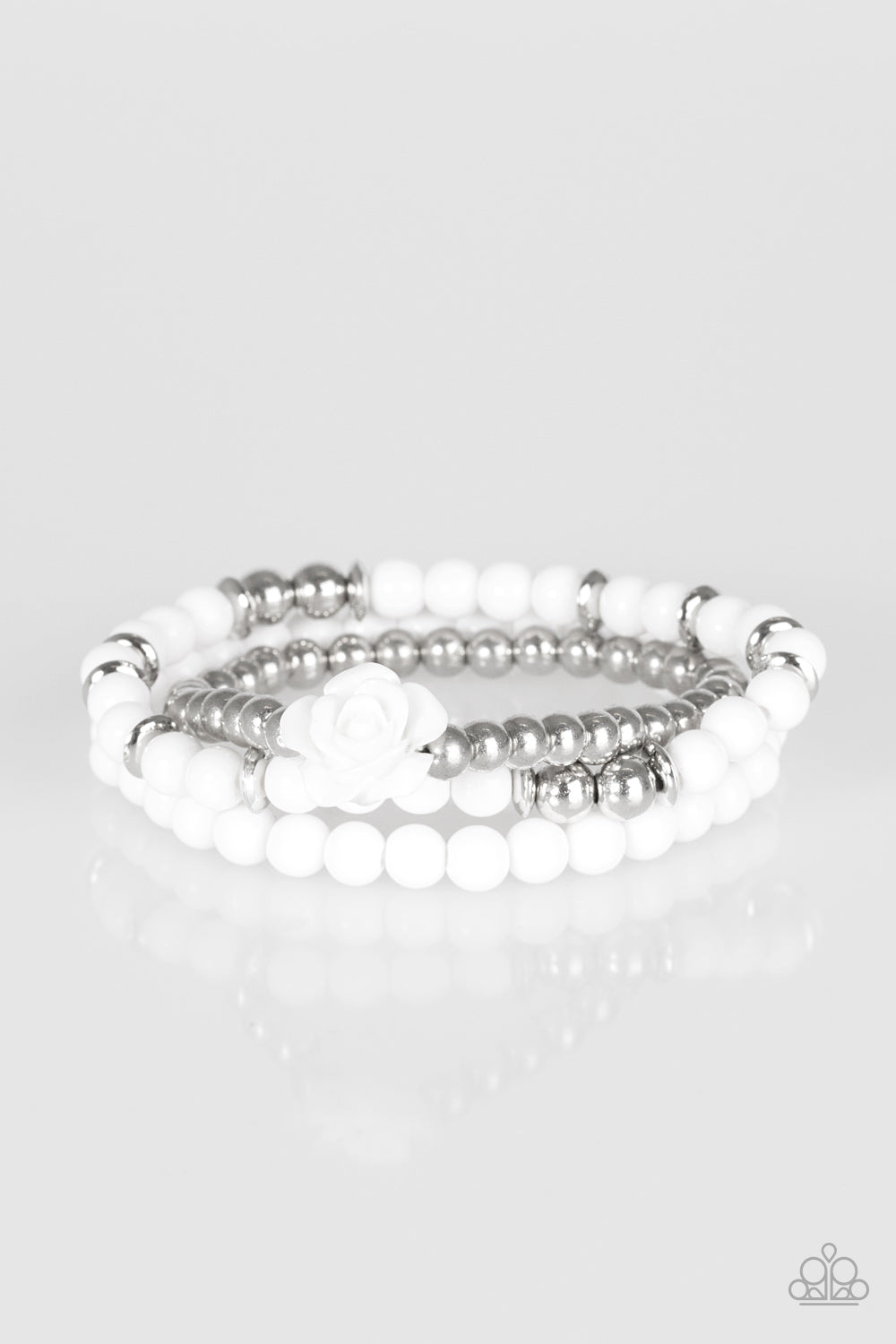 Paparazzi Bracelet ~ Waltzing Wildflowers - White