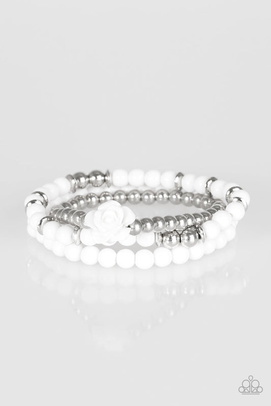 Paparazzi Bracelet ~ Waltzing Wildflowers - White