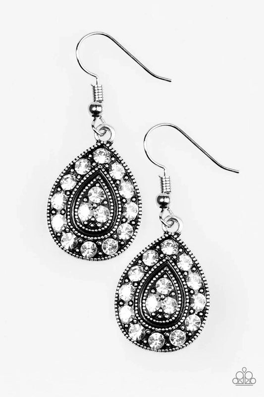 Paparazzi Earring ~ Storming Shimmer - White