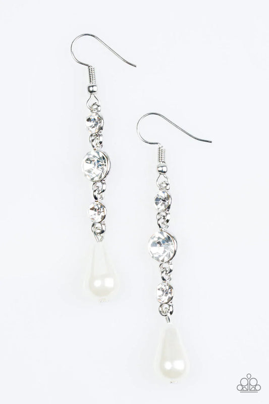 Paparazzi Earring ~ Social Climber - White