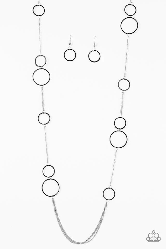 Paparazzi Necklace ~ Hoop and Hoppin - Black