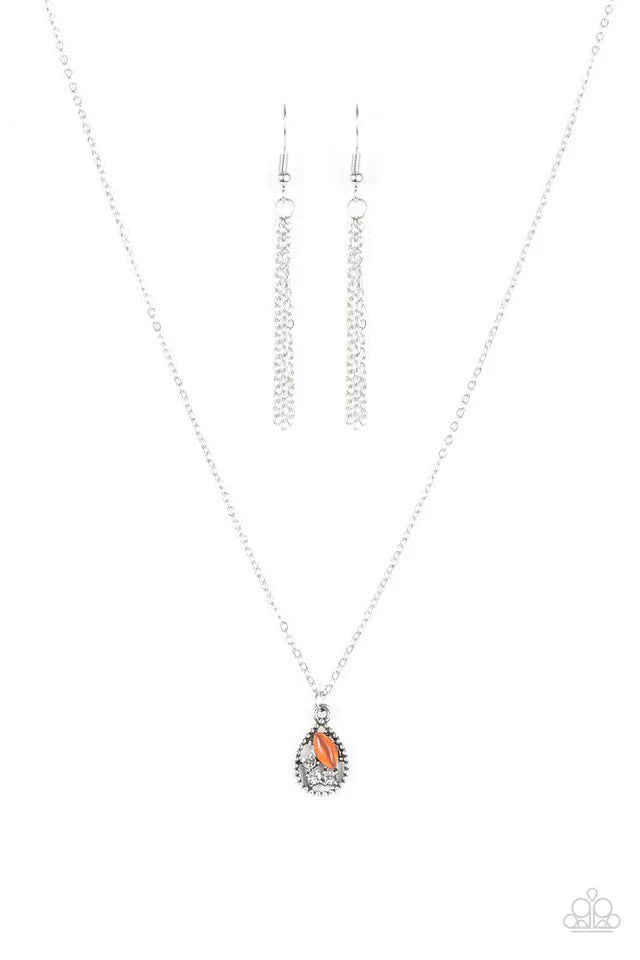 Paparazzi Necklace ~ Drop and Shimmer - Orange