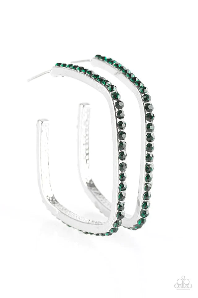 Paparazzi Earring ~ Send In The HOOPS - Green