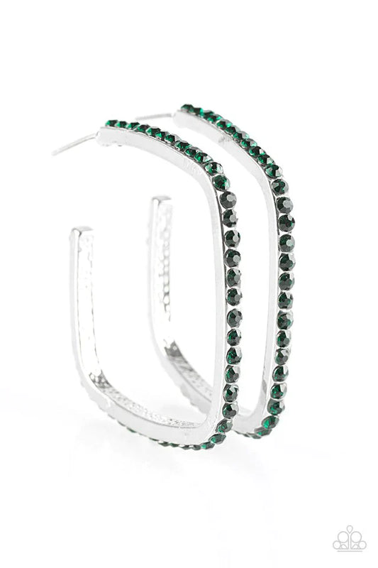 Paparazzi Earring ~ Send In The HOOPS - Green