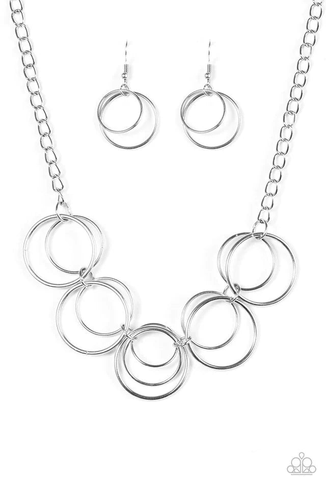 Paparazzi Necklace ~ CIRCLE du Soleil - Silver