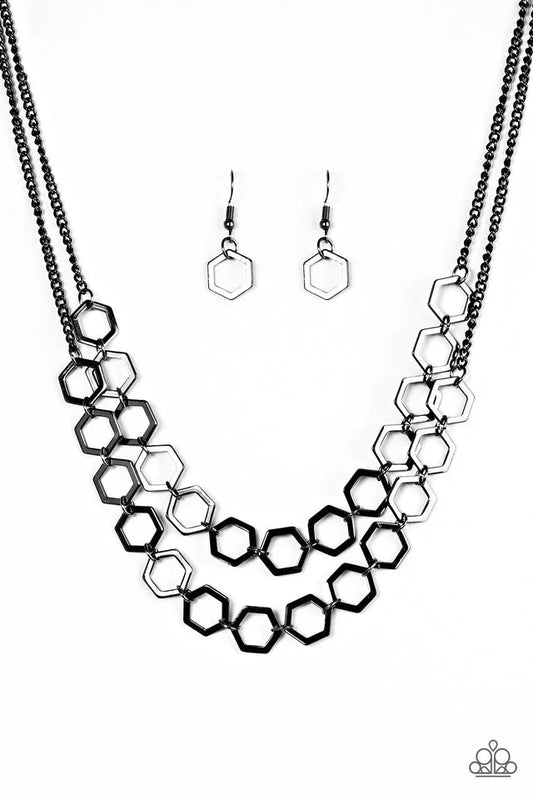 Paparazzi Necklace ~ HEX In Line - Black