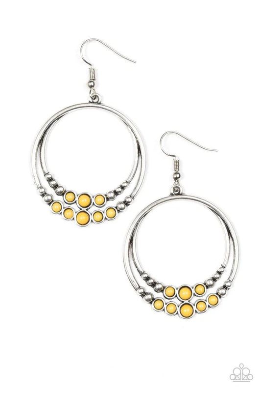 Paparazzi Earring ~ Spiraling Serenity - Yellow