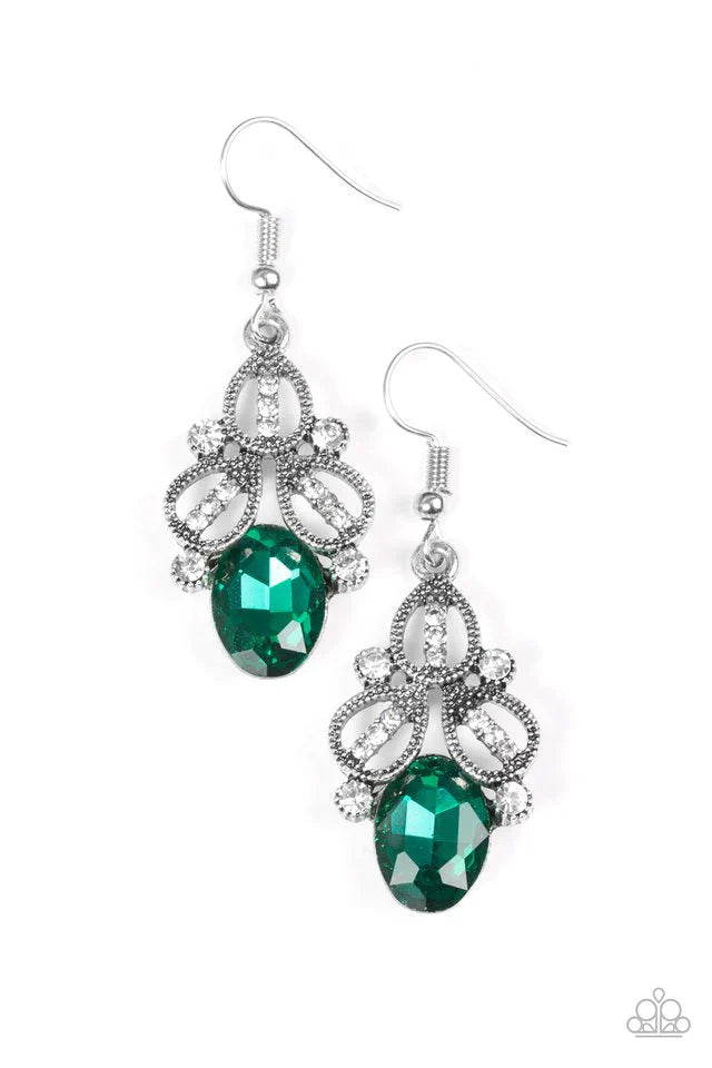 Paparazzi Earring ~ A CROWN Pleaser - Green