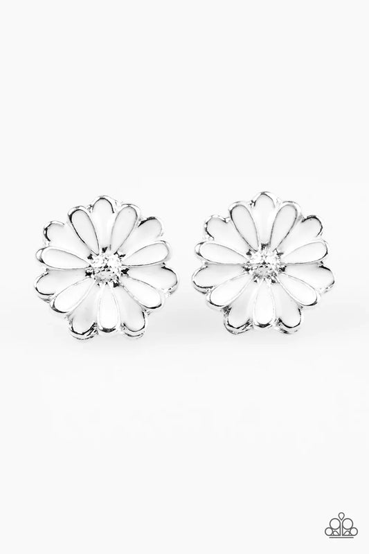 Paparazzi Earring ~ Magnificent Magnolia - White