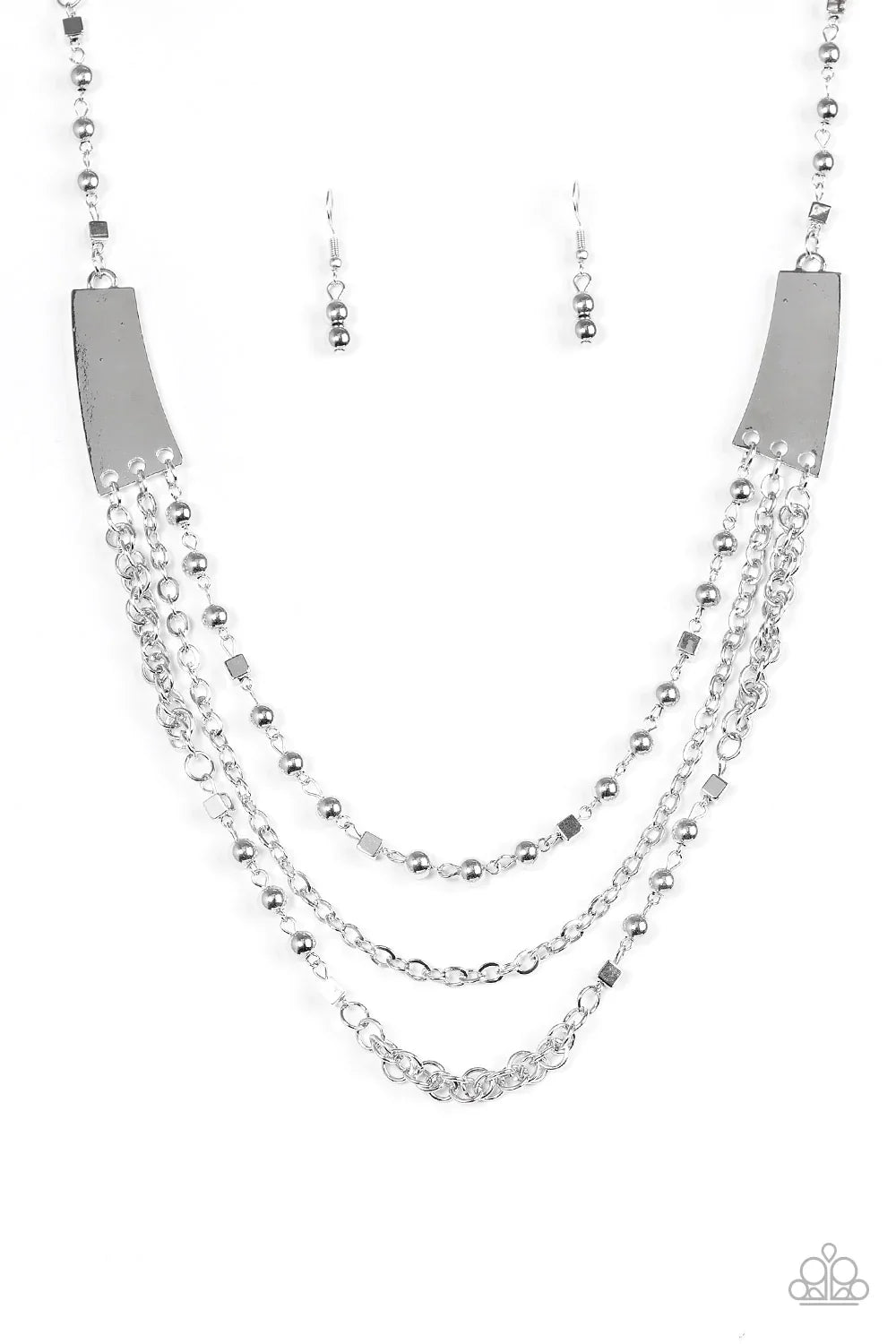 Paparazzi Necklace ~ Marvelously Metro - Silver