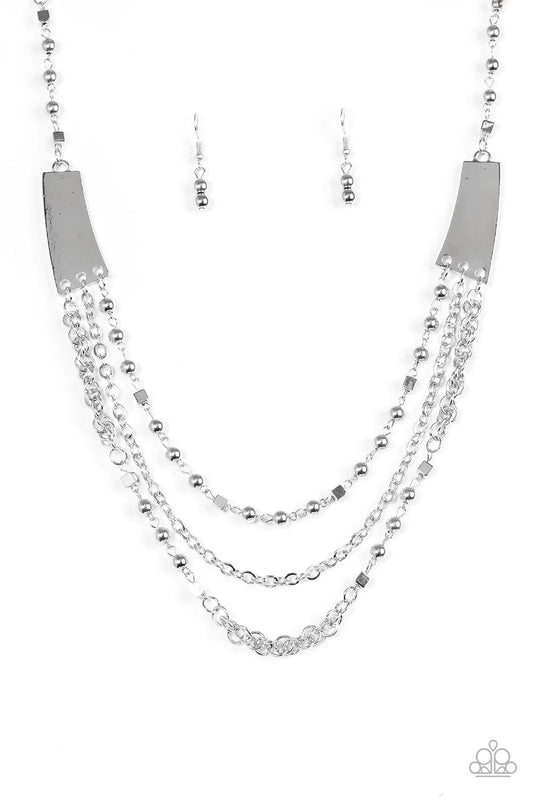 Paparazzi Necklace ~ Marvelously Metro - Silver