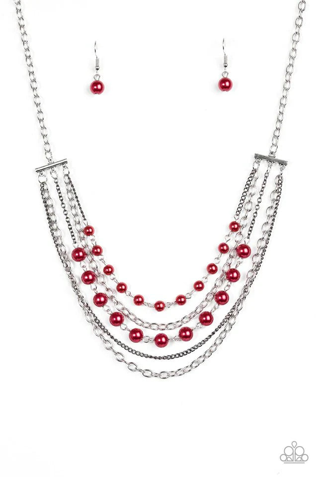 Paparazzi Necklace ~ Metro Modest - Red
