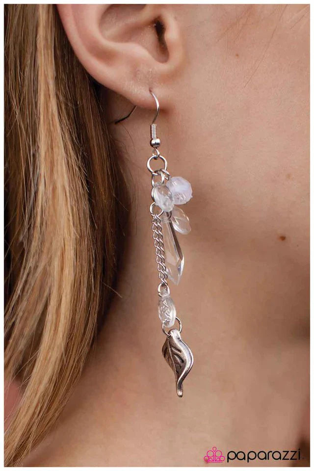 Paparazzi Earring ~ LEAFing So Soon? - White