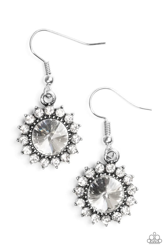 Paparazzi Earring ~ Bring In The BEAM Team - White