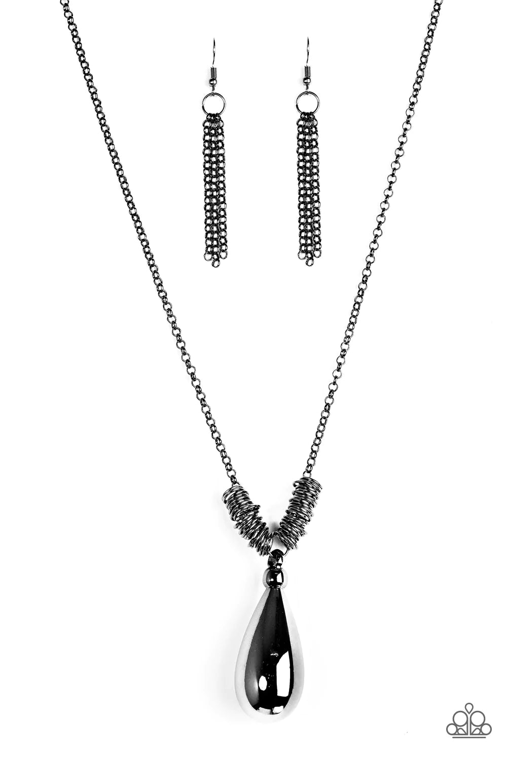 Paparazzi Necklace ~ Just A Drop - Black