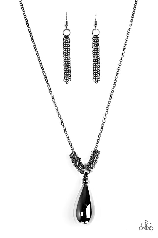 Paparazzi Necklace ~ Just A Drop - Black