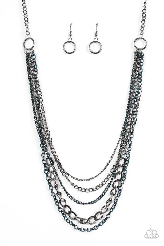 Paparazzi Necklace ~ Moto Motivation - Blue