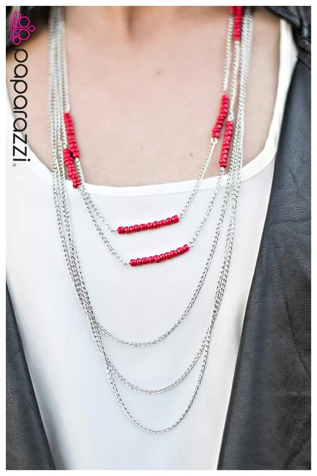 Paparazzi Necklace ~ Crimson Disposition - Red