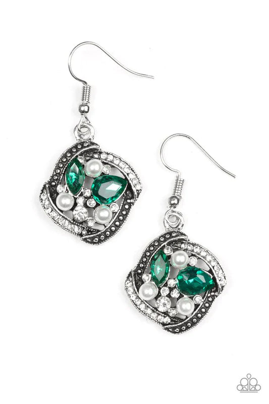 Paparazzi Earring ~ Prestigious Shimmer - Green