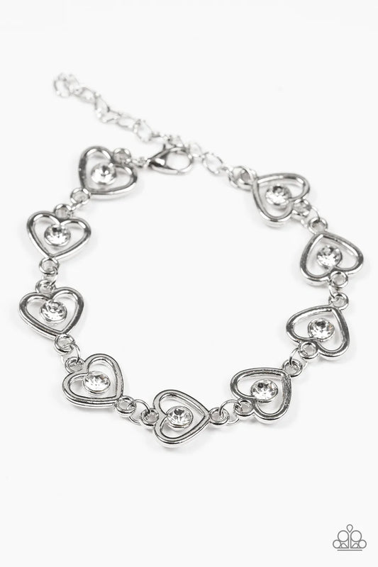 Paparazzi Bracelet ~ Jealous Heart - White