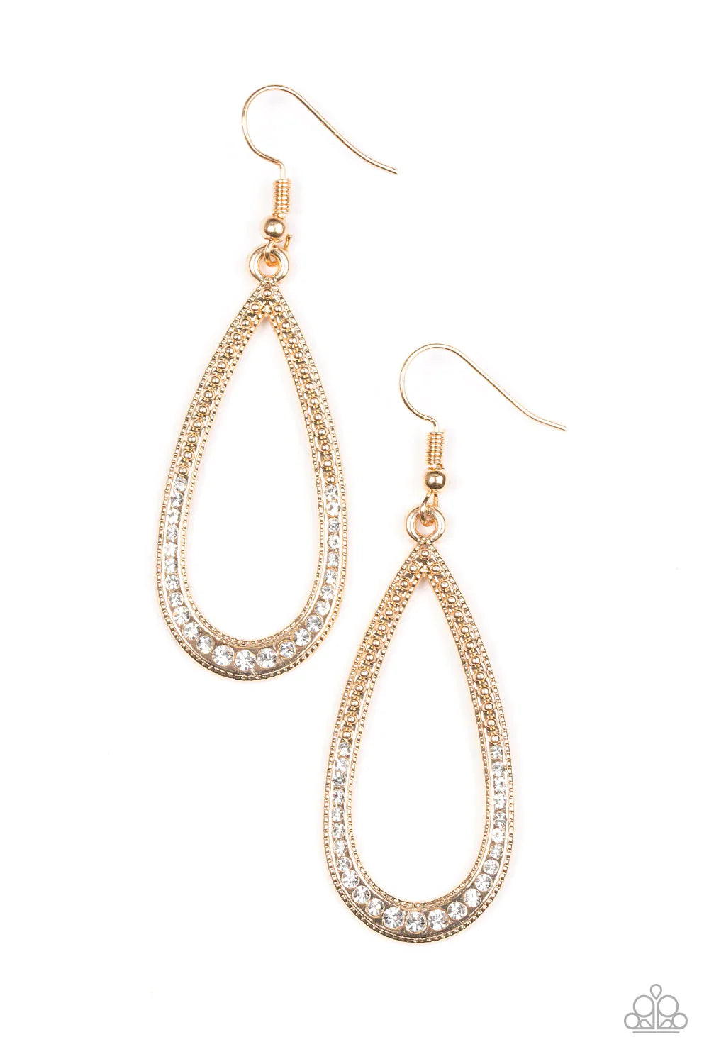 Paparazzi Earring ~ Dripping In Diamonds - Gold