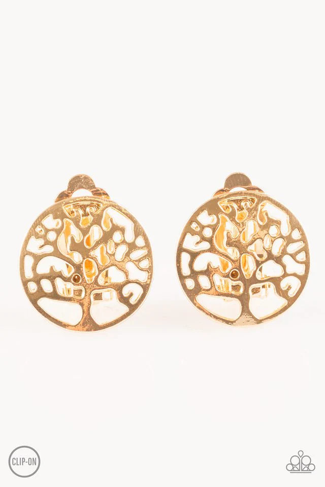 Paparazzi Earring ~ Royal TREE-tment - Gold