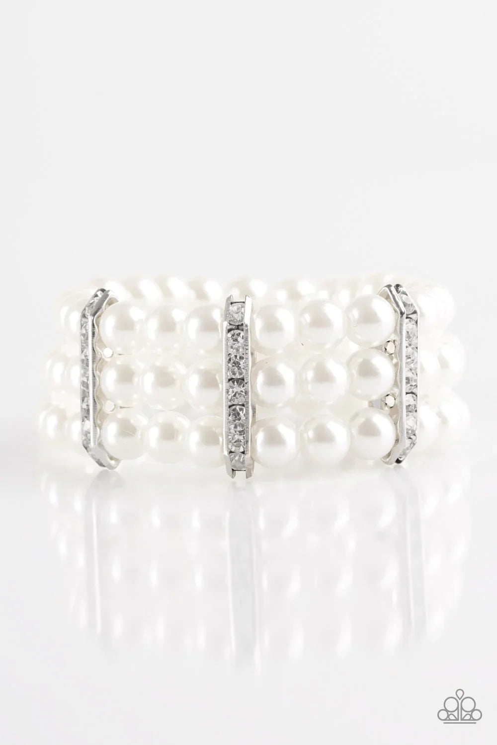 Paparazzi Bracelet ~ Put On Your GLAM Face - White