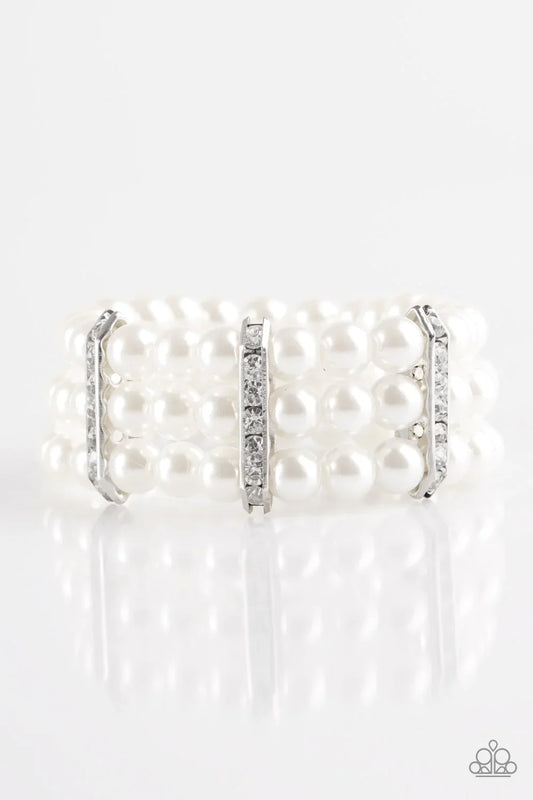 Paparazzi Bracelet ~ Put On Your GLAM Face - White