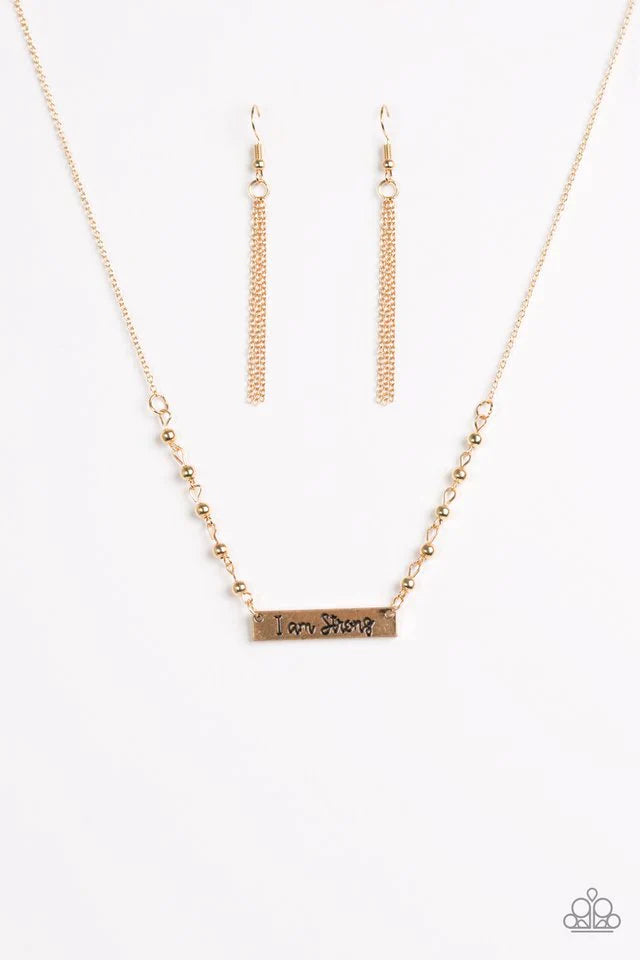 Paparazzi Necklace ~ I Am Strong - Gold