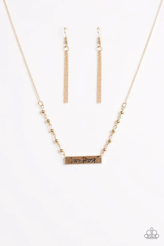 Paparazzi Necklace ~ I Am Strong - Gold