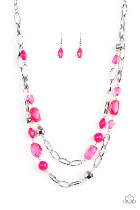 Paparazzi Necklace ~ GLEAM Weaver - Pink