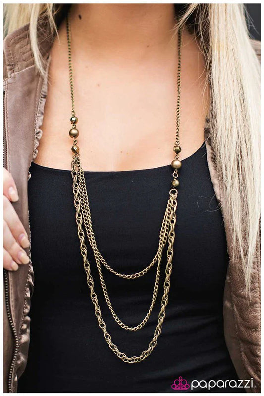 Paparazzi Necklace ~ Watch Your Tone - Brass