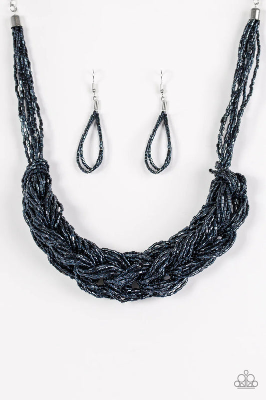Paparazzi Necklace ~ WRAP Battle - Blue