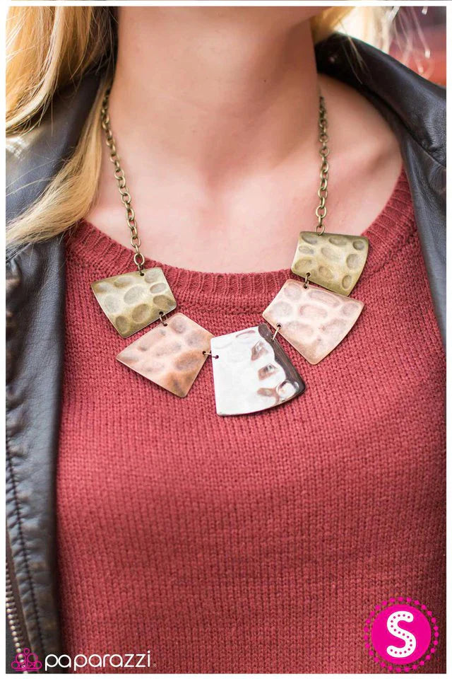 Paparazzi Necklace ~ Metallic Mayhem - Brass