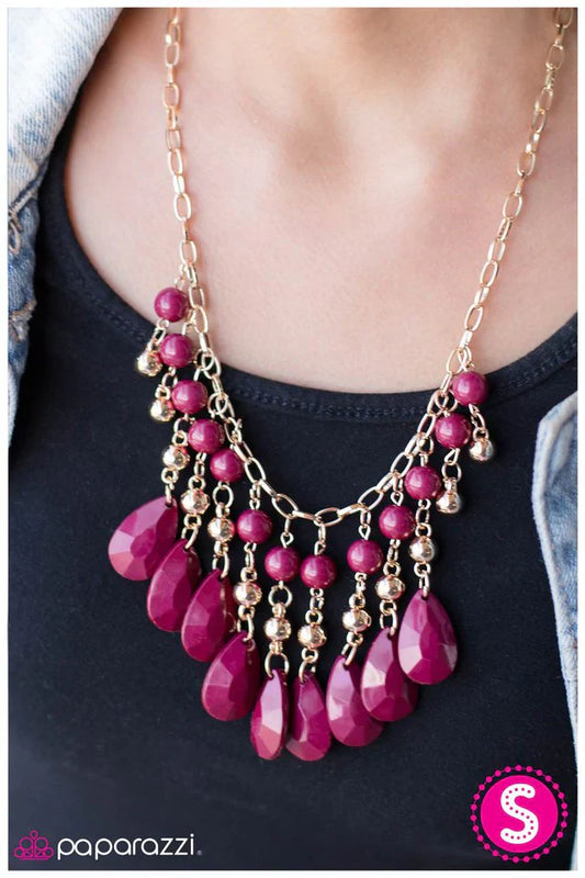 Paparazzi Necklace ~ Drops of Beaujolais - Pink