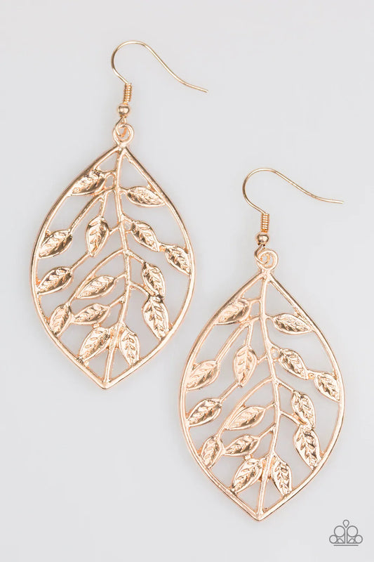 Paparazzi Earring ~ Lay It On The VINE - Rose Gold