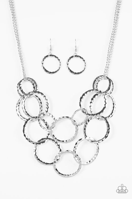 Paparazzi Necklace ~ Radiant Ringmaster - Silver