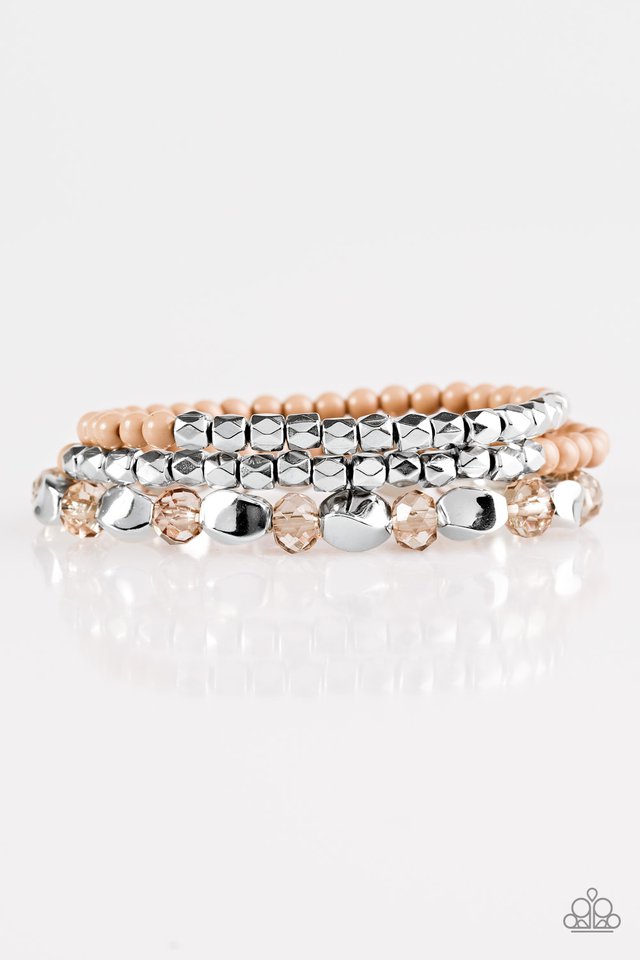 Paparazzi Bracelet ~ Beaded Bravado - Brown