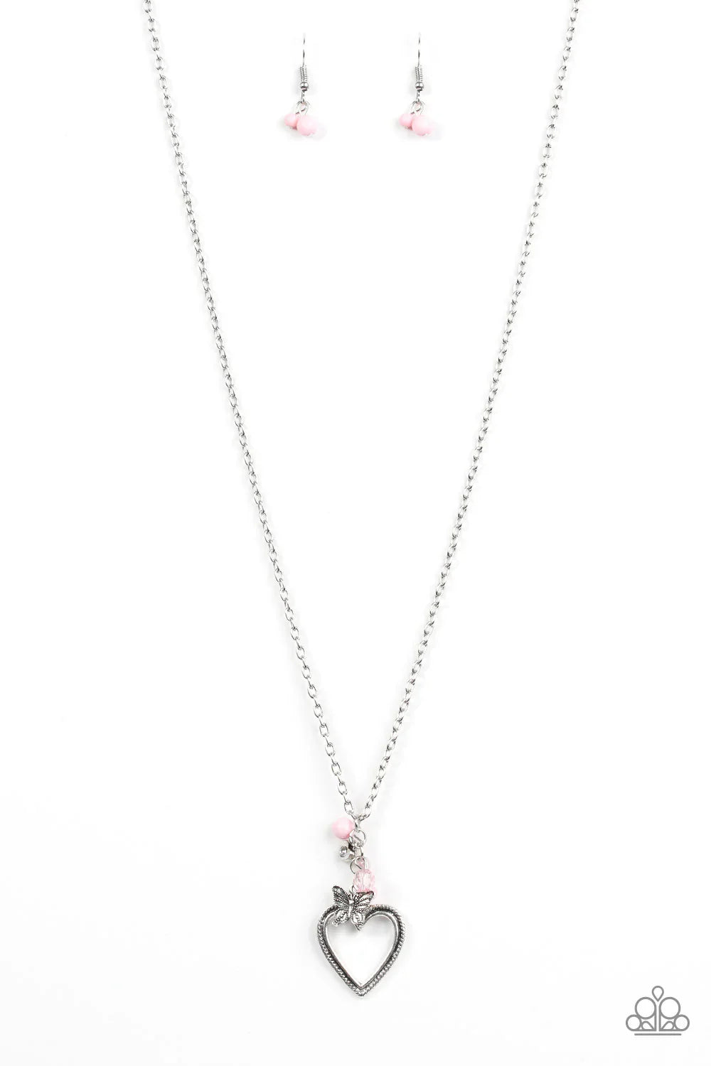Paparazzi Necklace ~ Fluttering Heart - Pink
