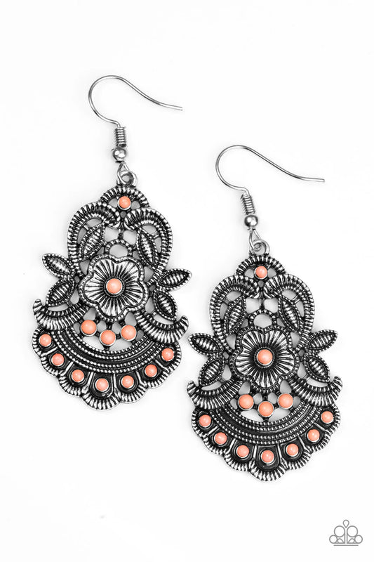 Paparazzi Earring ~ Blooming Bora Bora - Orange